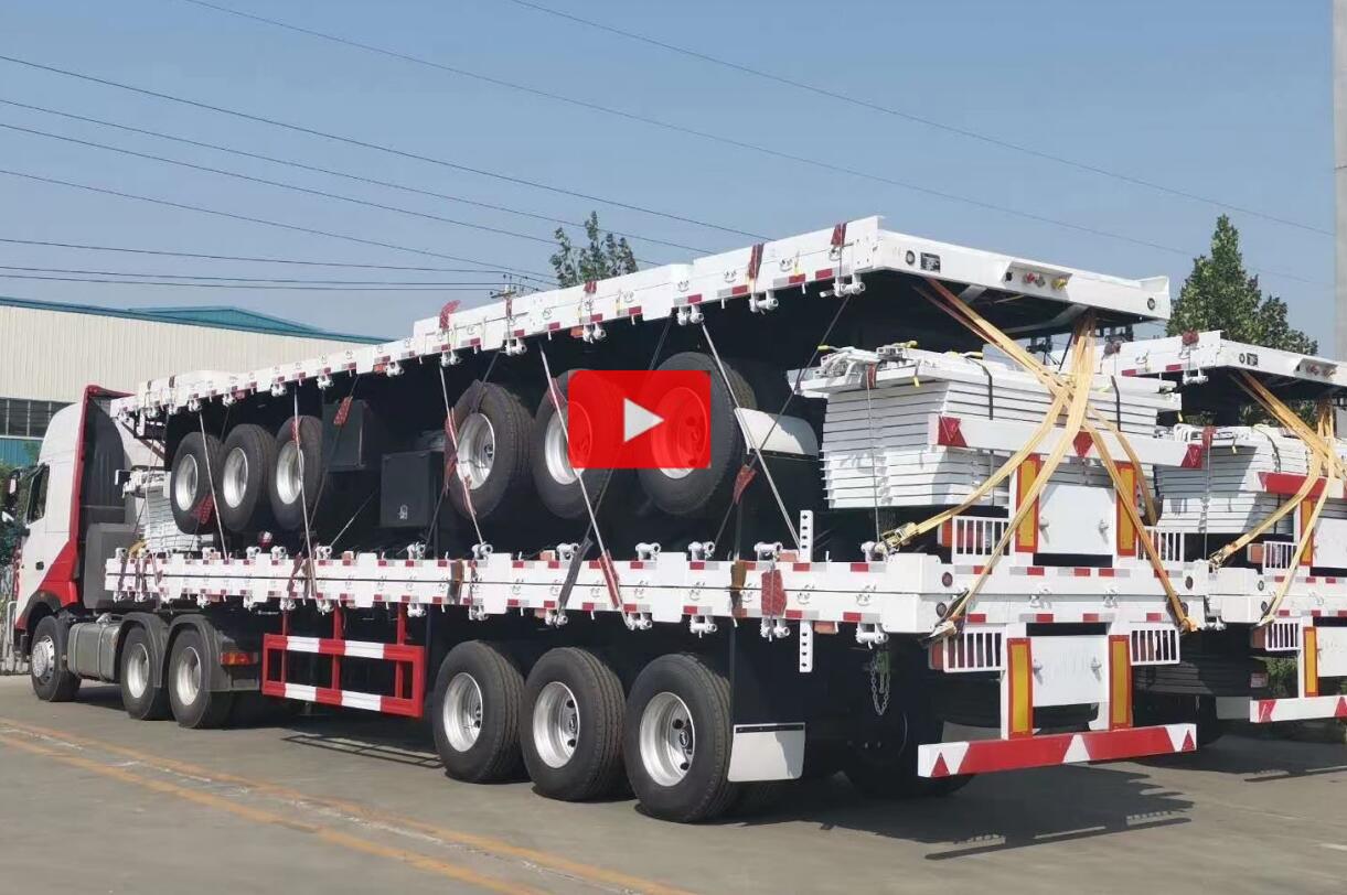 4 axles 40ft flatbed trailer ready to port